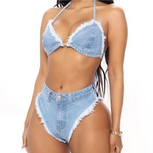 New Denim Sunsuit Set